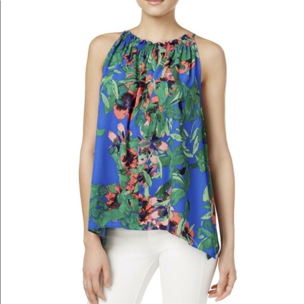 RACHEL Rachel Roy Blue Asymmetrical Melinda Top2XL